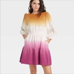 Universal Thread Tie Dye Long Sleeve Tiered Dress